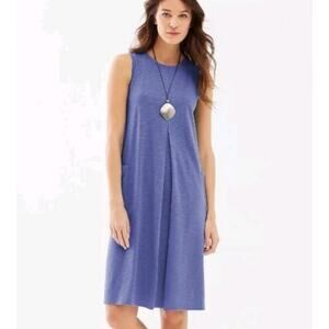 J Jill Sleeveless Center-Pleat Dress in Majestic Blue Women's M